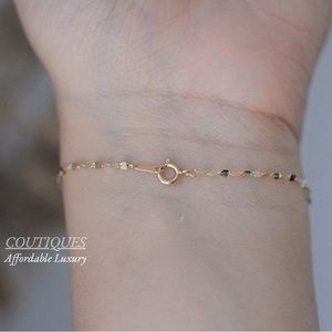 14k Solid Gold Sequin Sparkle Chain Anklet